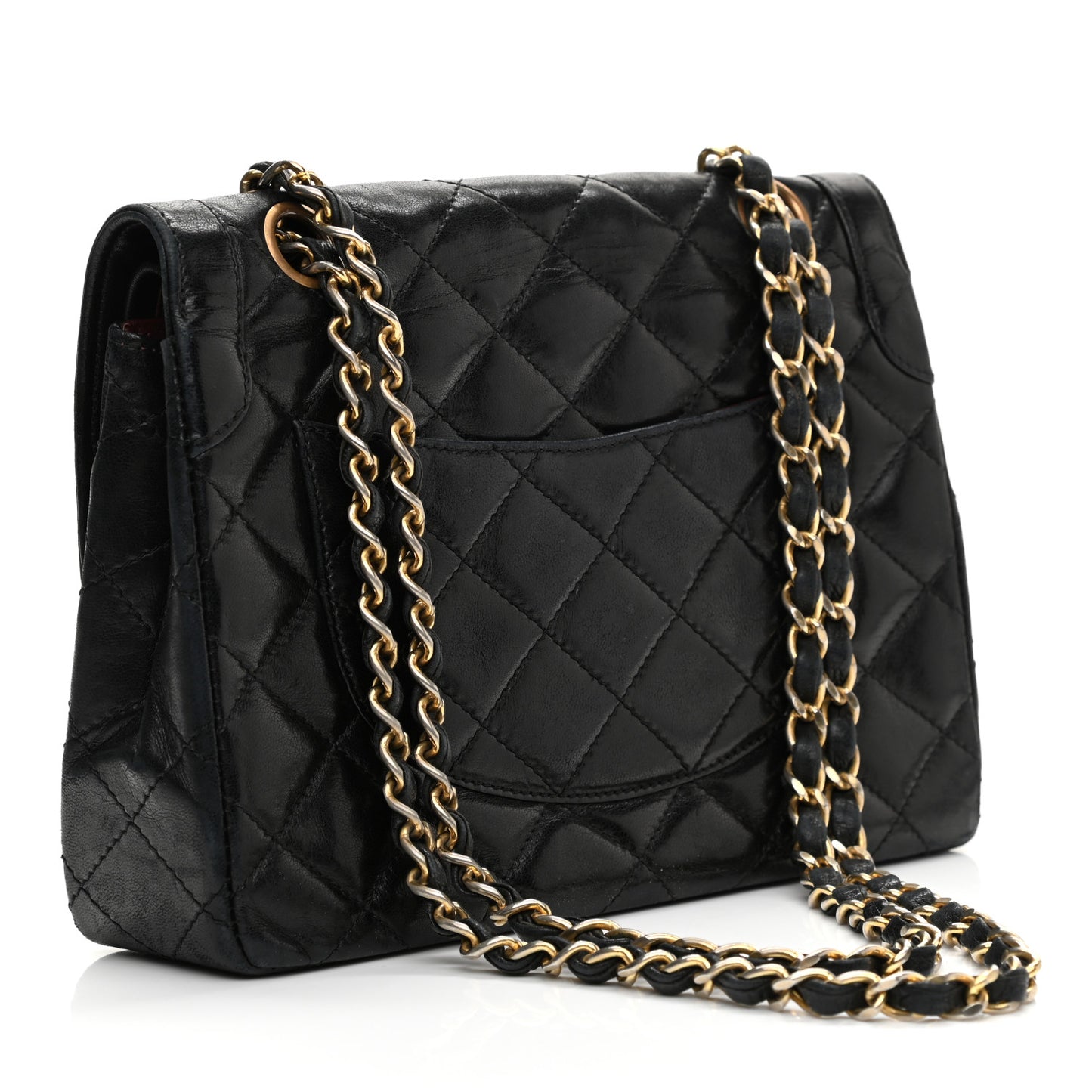 Lambskin Quilted Small Double Flap Bag Black