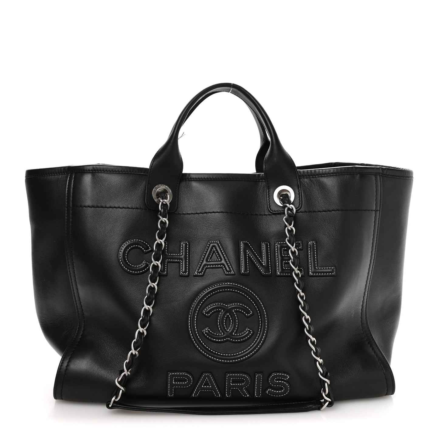 Calfskin Medium Deauville Tote Black