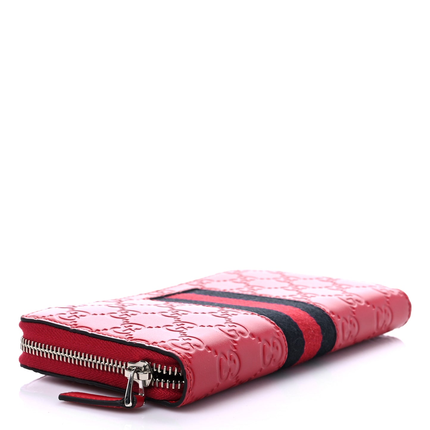 Guccissima Web Zip Around Wallet Red