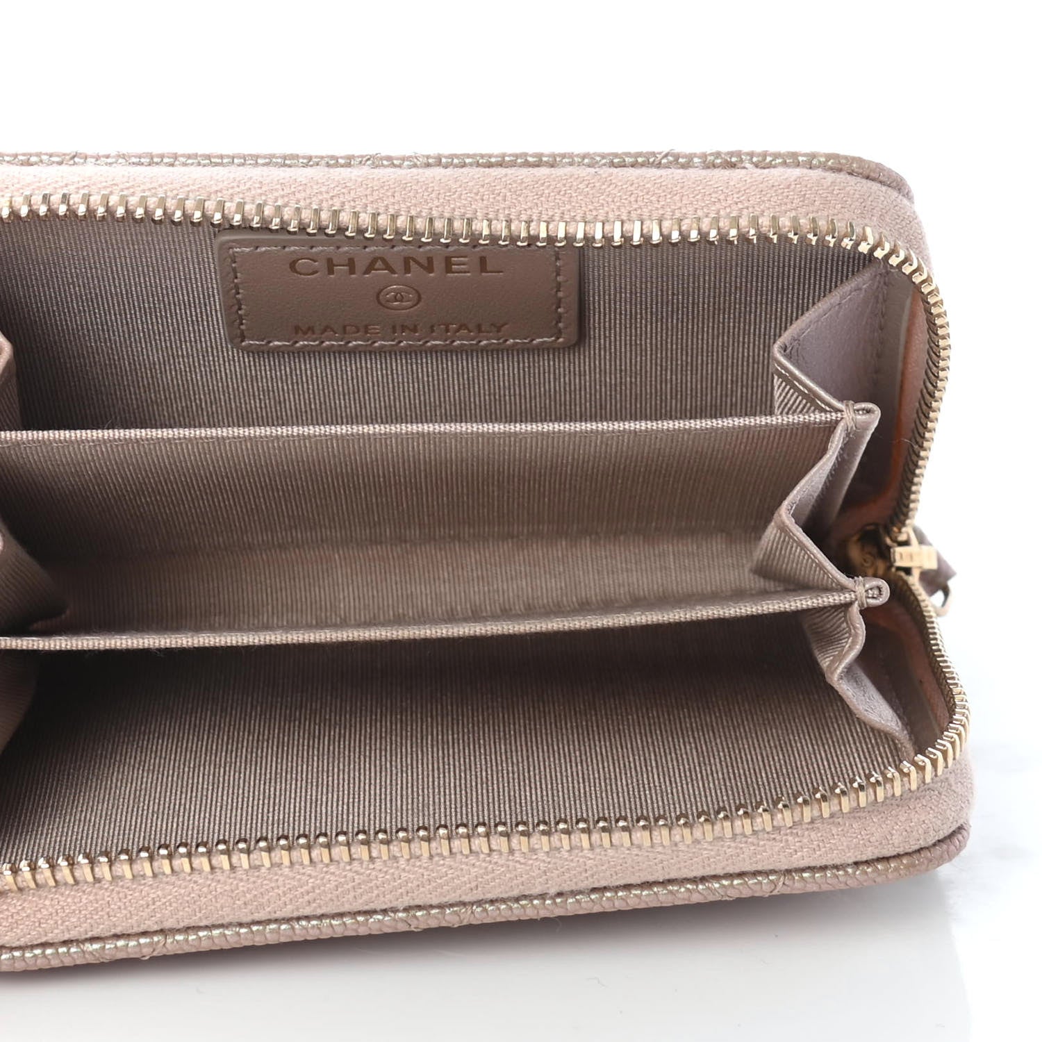 Chanel Iridescent Caviar Quilted Zip Coin Purse Beige 5 of 8