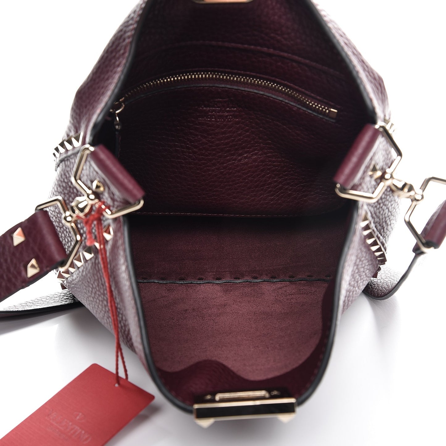 Pebbled Calfskin Small Rockstud Flip-Lock Messenger Bag Vinaccia