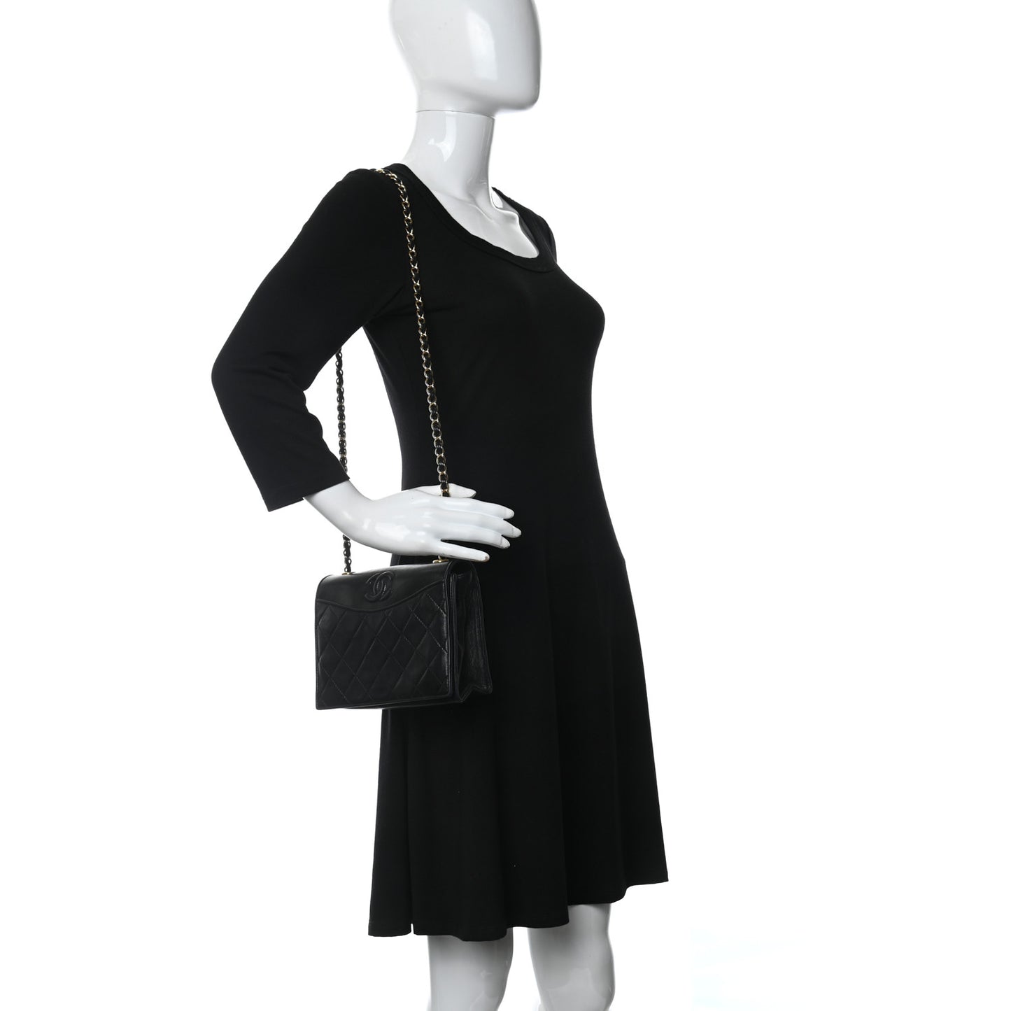 Lambskin Quilted Small Single Flap Black