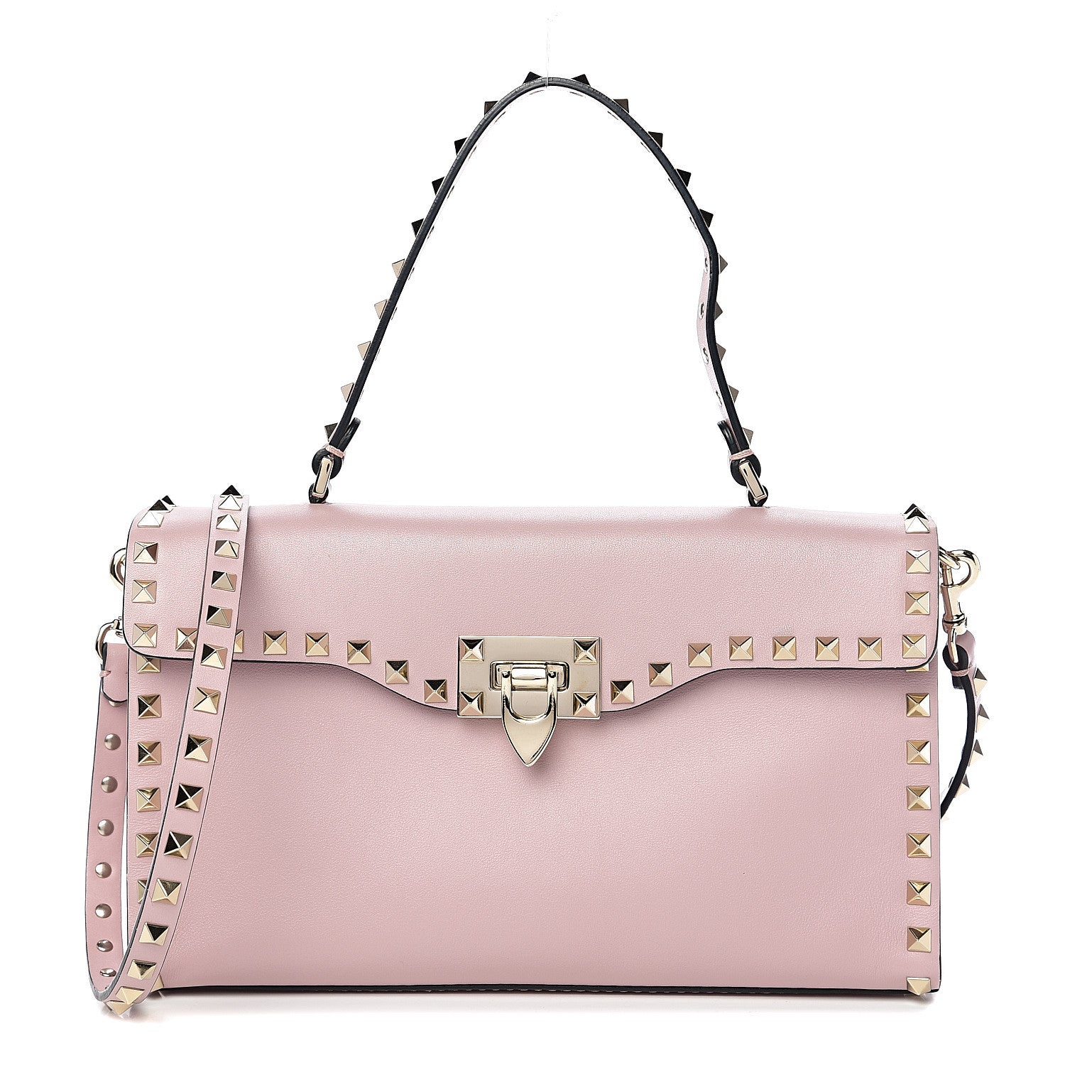 Valentino Garavani Vitello Small Rockstud Single Handle Flap Bag Cipria 1 of 10