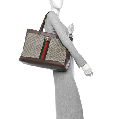 Gucci GG Supreme Monogram Web Ophidia Tote Brown 2 of 16