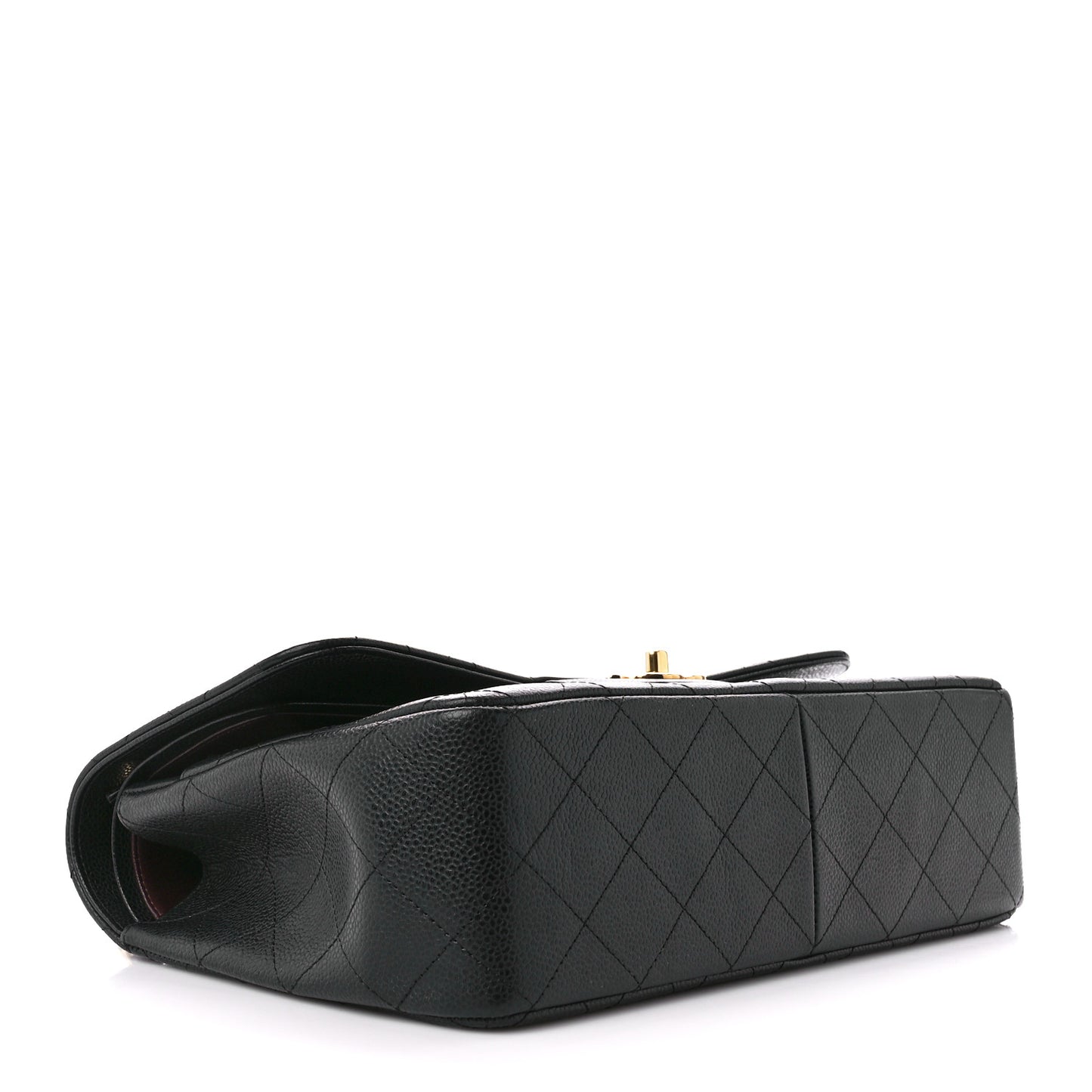 Caviar Quilted Jumbo Double Flap Black