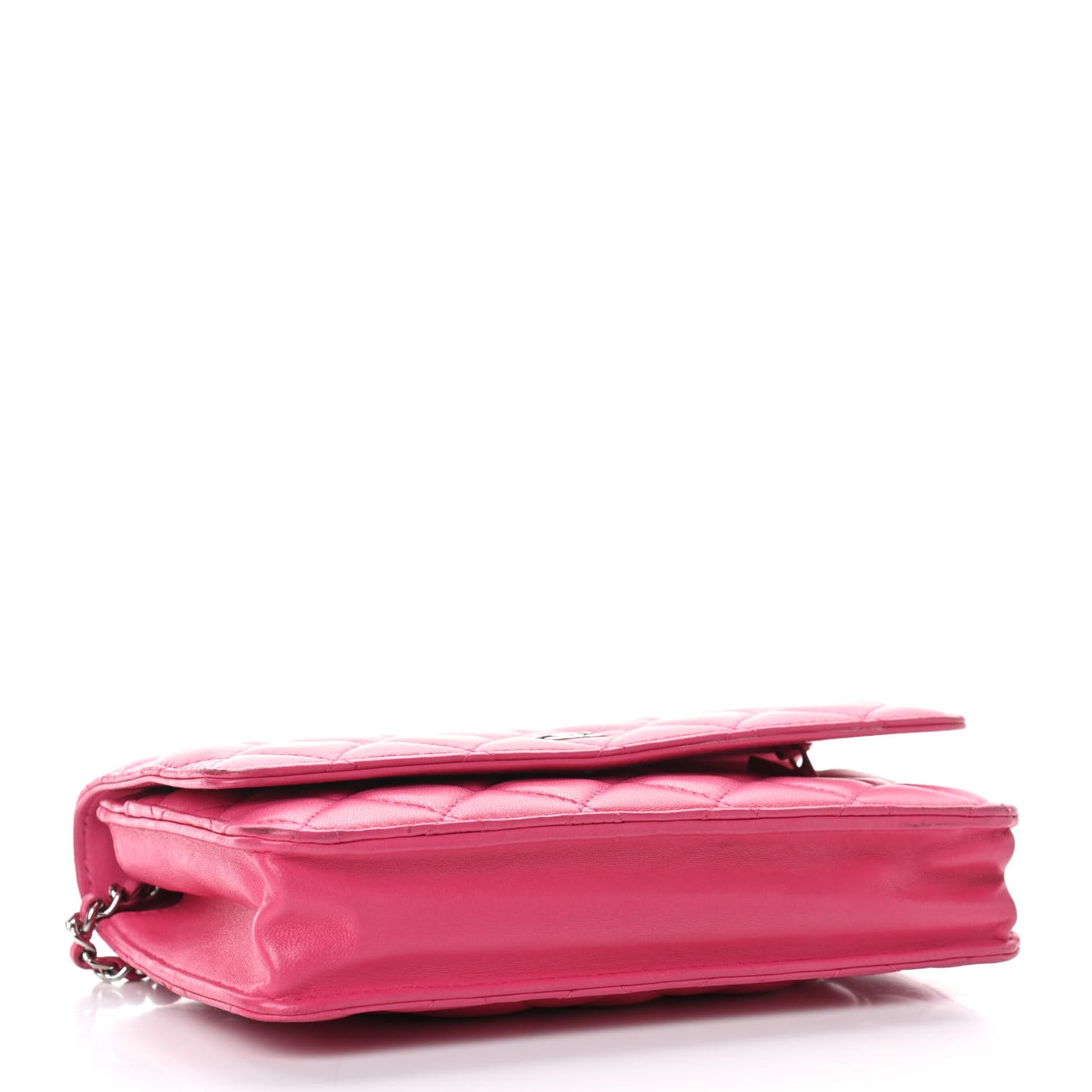 Lambskin Quilted Wallet On Chain WOC Pink
