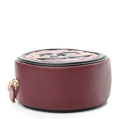 Chanel Caviar Quilted Round Filigree Crossbody Burgundy Black 4 of 9