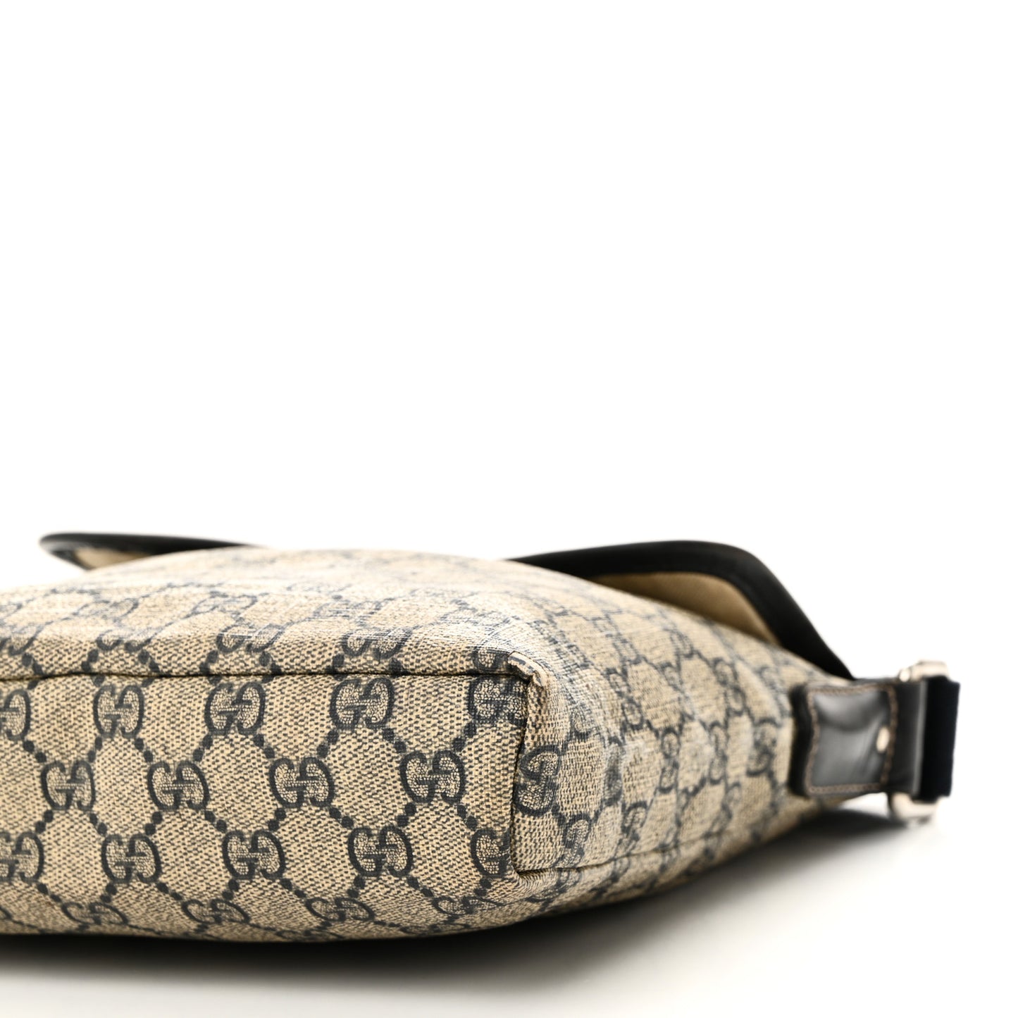 GG Plus Monogram Sellieria Calfskin Small Flap Messenger Bag Beige Blue