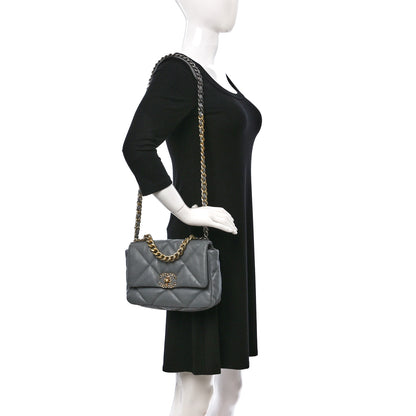 Chanel Goatskin Quilted Medium Chanel 19 Flap Grey 2 of 10