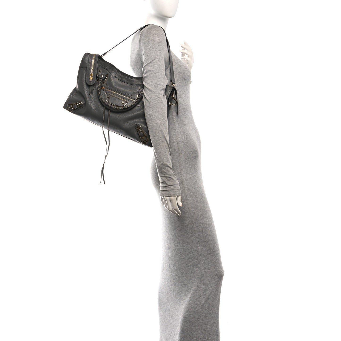 Chevre Gold Metallic Edge Hardware City Gris Acier