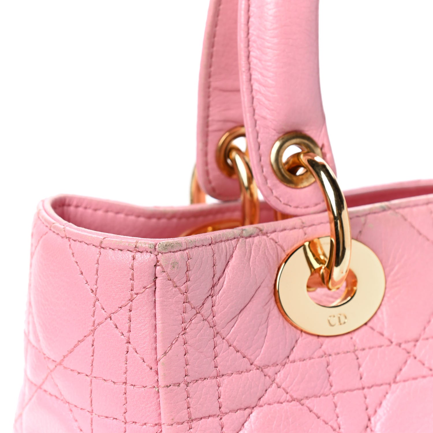 Christian Dior Grained Calfskin Cannage Medium Lady Dior Pink 6 of 10
