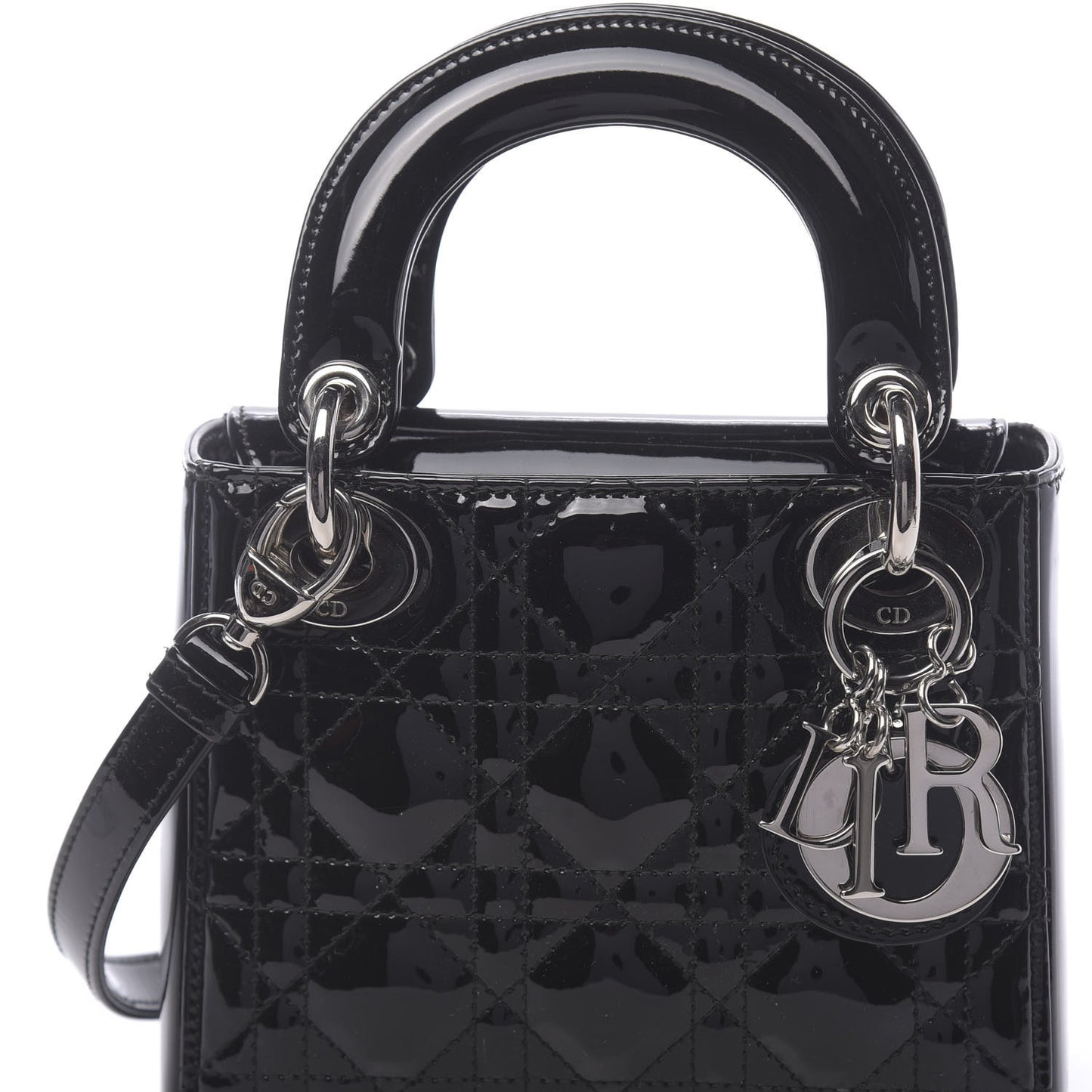 Patent Cannage Mini Lady Dior Black
