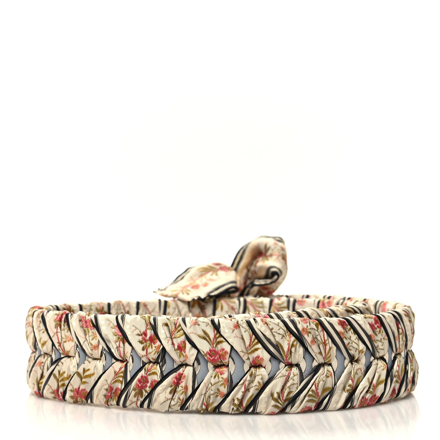 Fendi Calfskin Ribbon Lace Up Floral Strap You Grey White 2 of 4