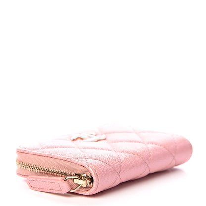 Chanel Iridescent Caviar Quilted Zip Coin Purse Pink 4 of 8