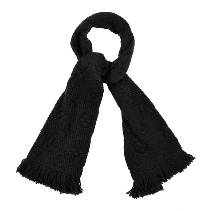 Louis Vuitton Wool Silk Logomania Scarf Black 1 of 4