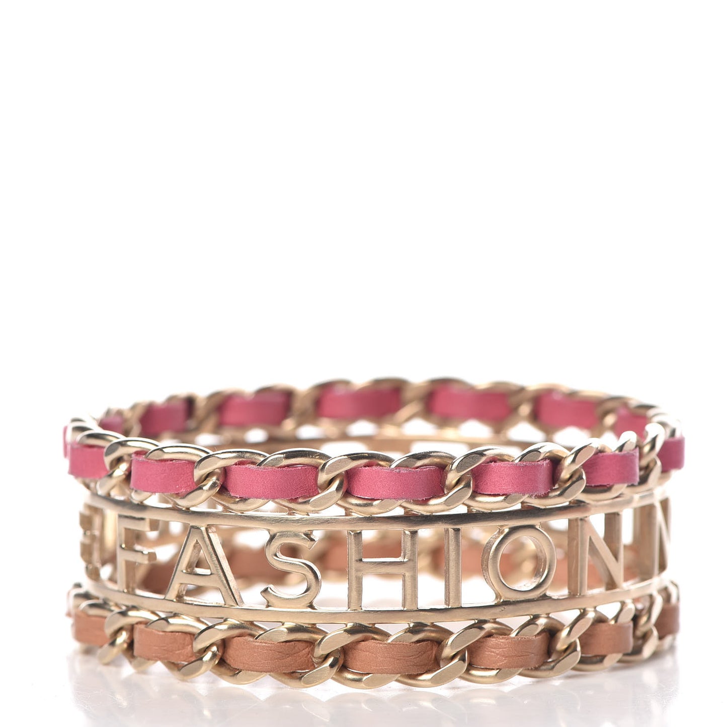 Lambskin Chain Bangle Pink Gold