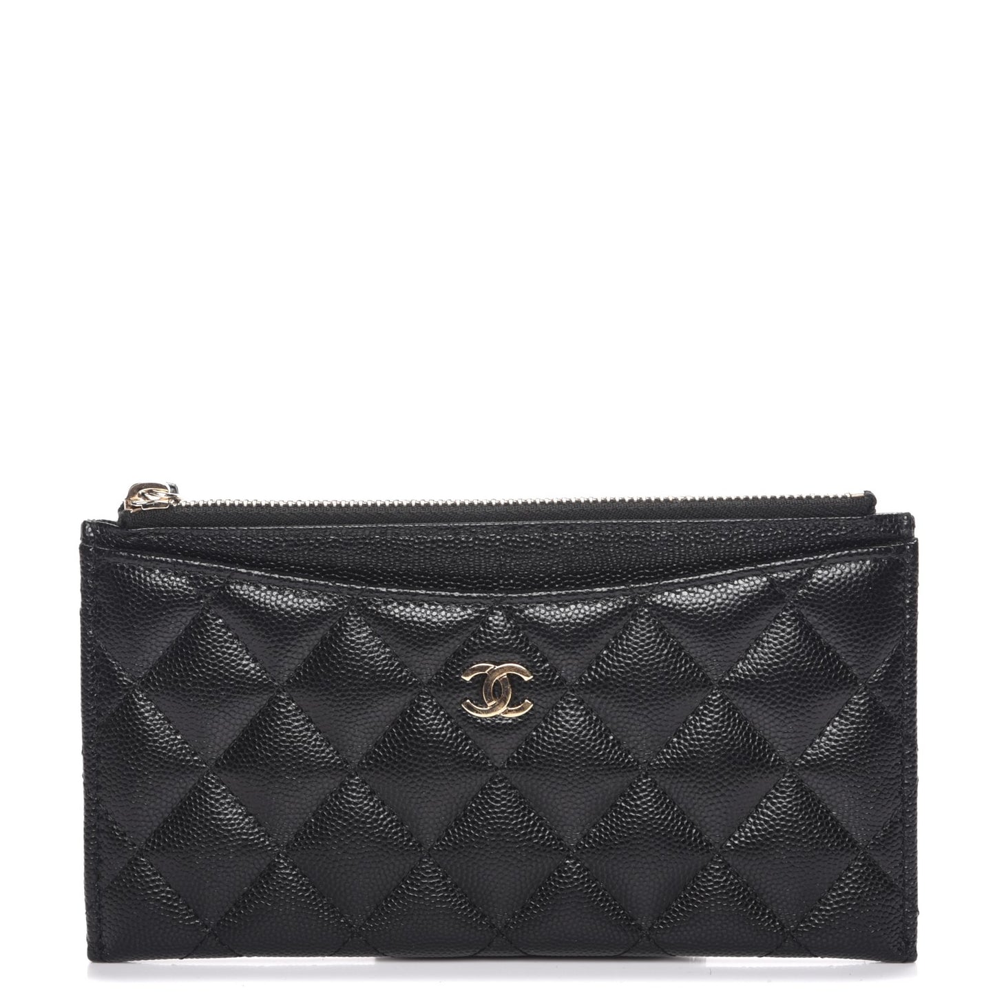 Caviar Quilted Classic Zip Pouch Black