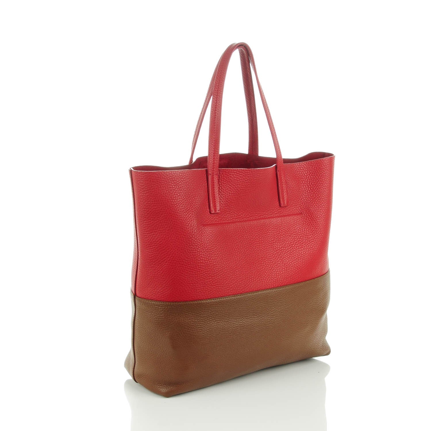 Miu Miu Vitello Daino Bi-Color Shopping Tote Red Brown 3 of 8