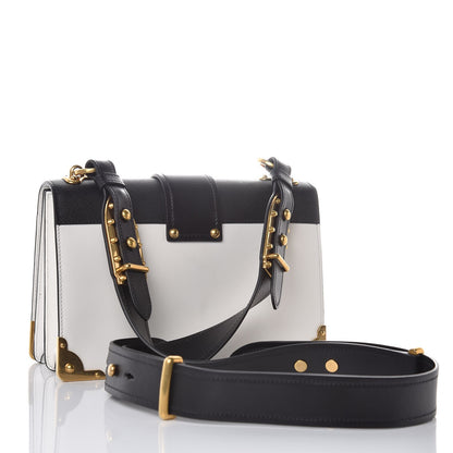 Prada City Calf Saffiano Large Cahier Bag White Black 3 of 8