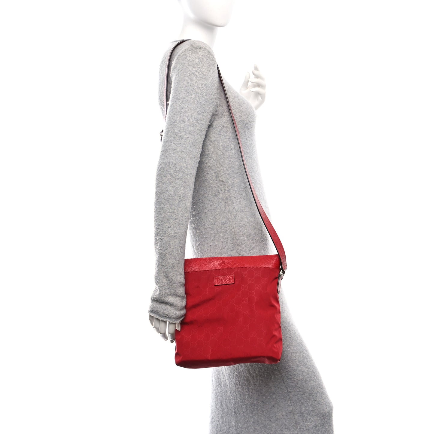 Nylon Monogram Dollar Calfskin Flat Messenger Bag Vibrant Red
