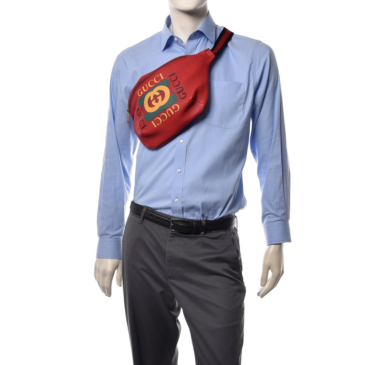 Gucci Grained Calfskin Logo Belt Bag Hibiscus Red 3 of 12