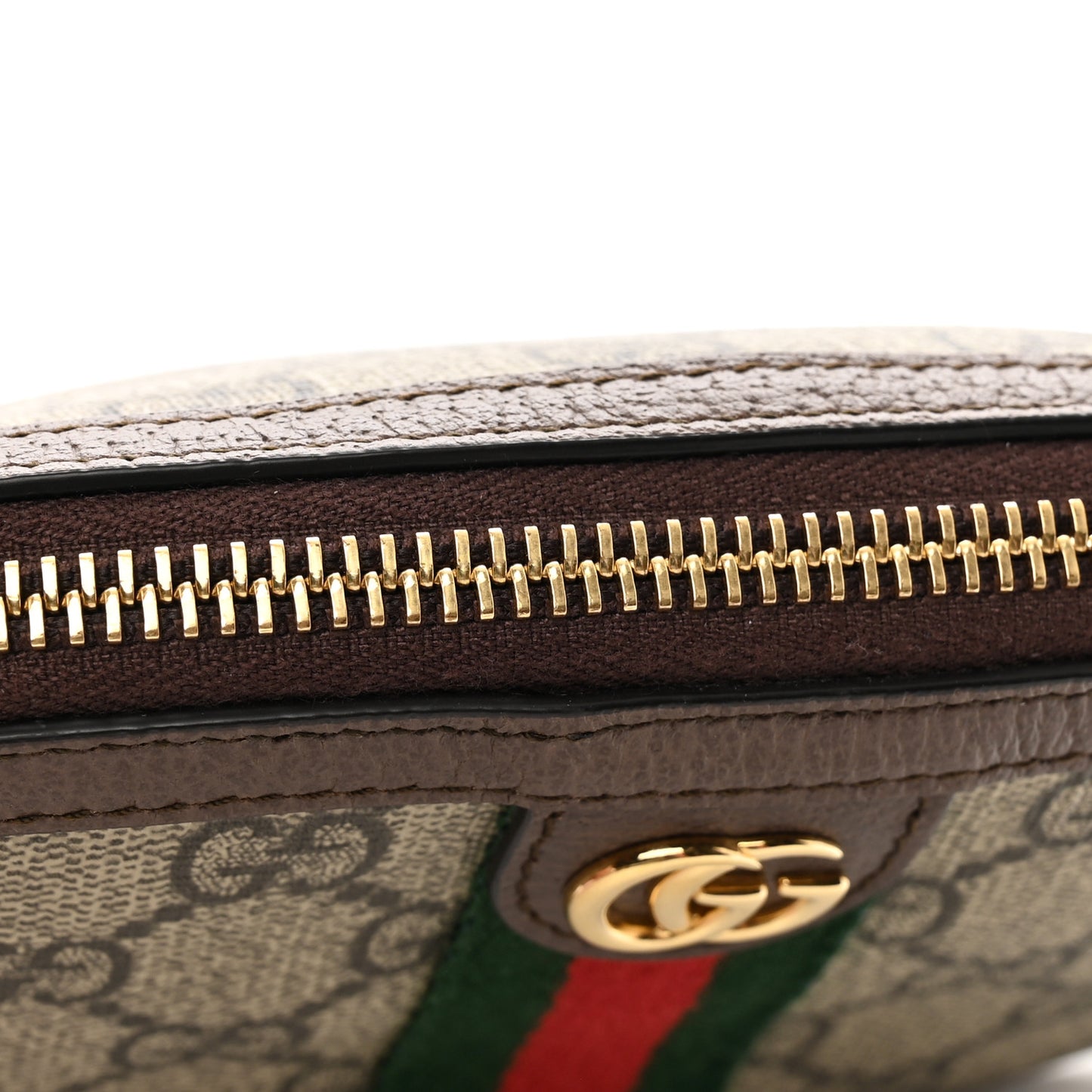 GG Supreme Monogram Textured Calfskin Web Medium Ophidia Cosmetic Case Beige Ebony New Acero