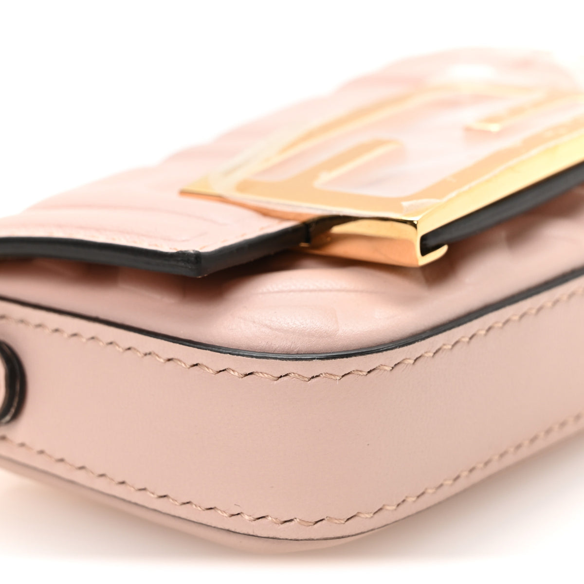 Fendi Nappa Matisse FF Embossed Nano Maxi Buckle Baguette Charm Rosa Quarzo 9 of 10