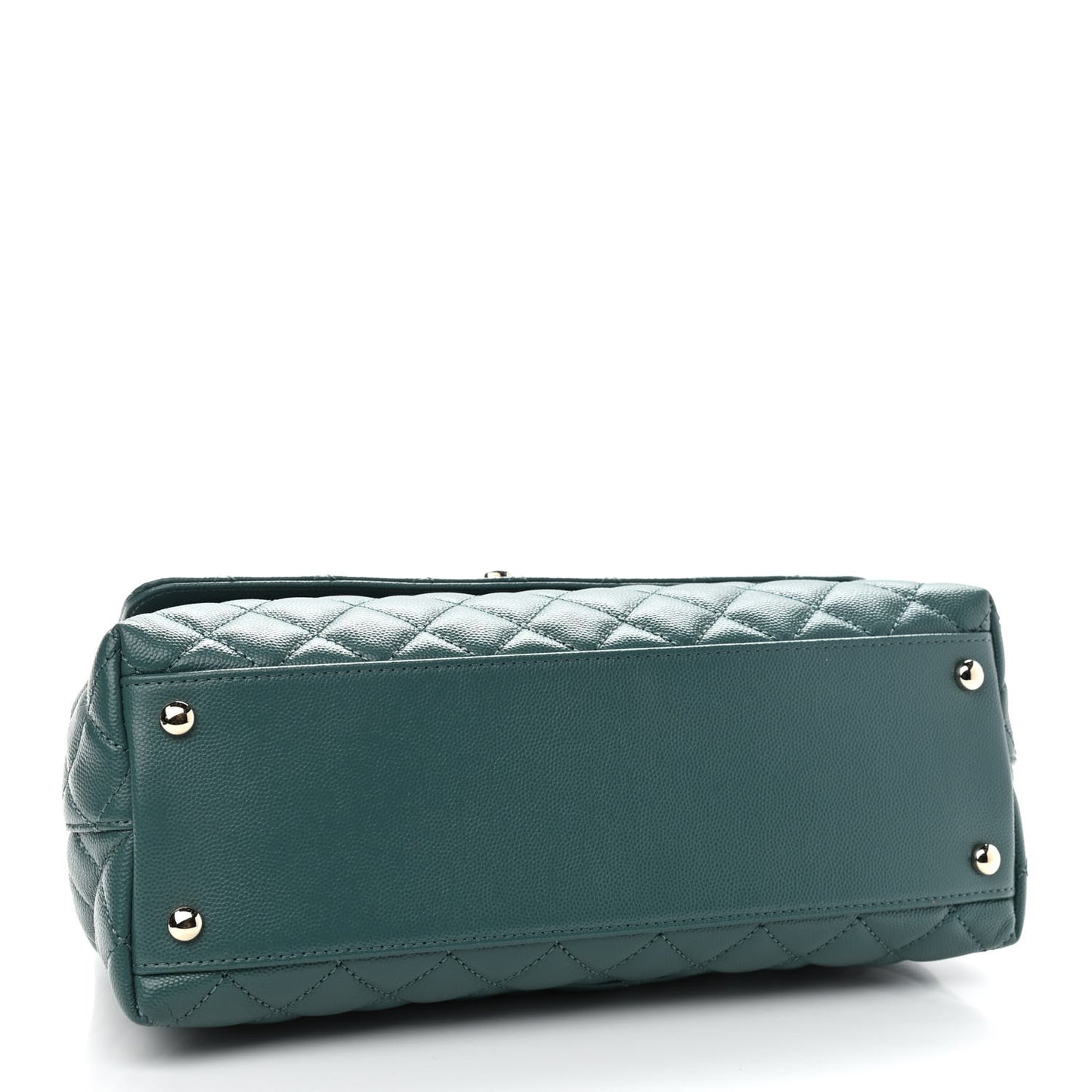 Caviar Quilted Small Coco Handle Flap Green