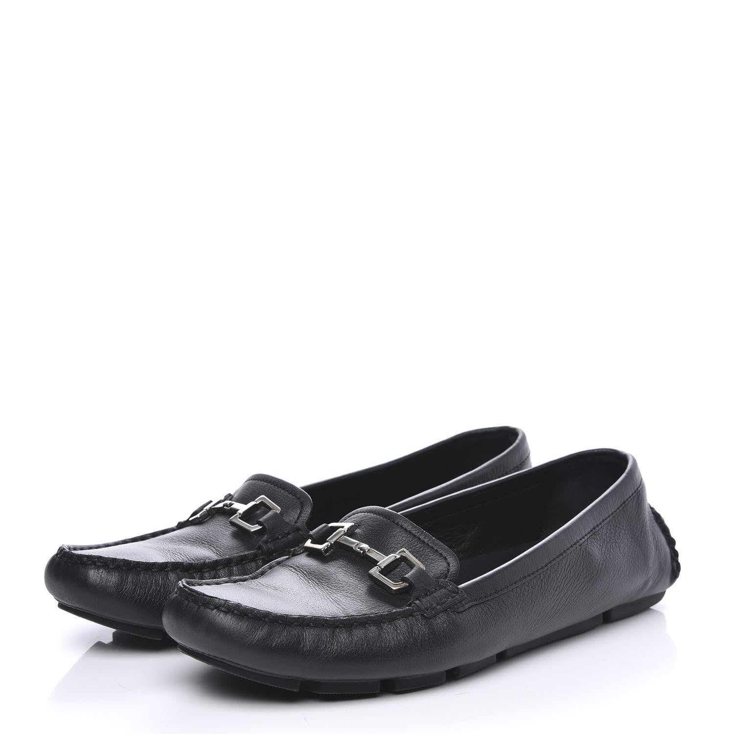 Gucci Calfskin Womens Driver Loafers 38 Black 3 of 10