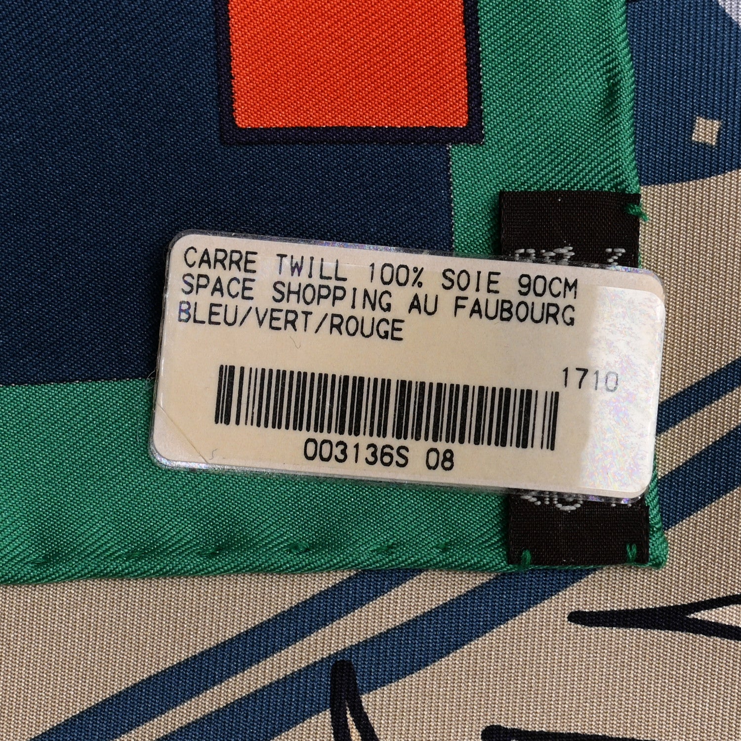 Hermes Silk Space Shopping Au Faubourg Scarf 90 Bleu Vert Rouge 8 of 8