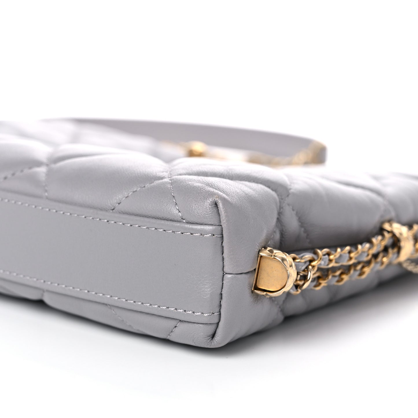 Lambskin Quilted Crush on Chains Hobo Grey