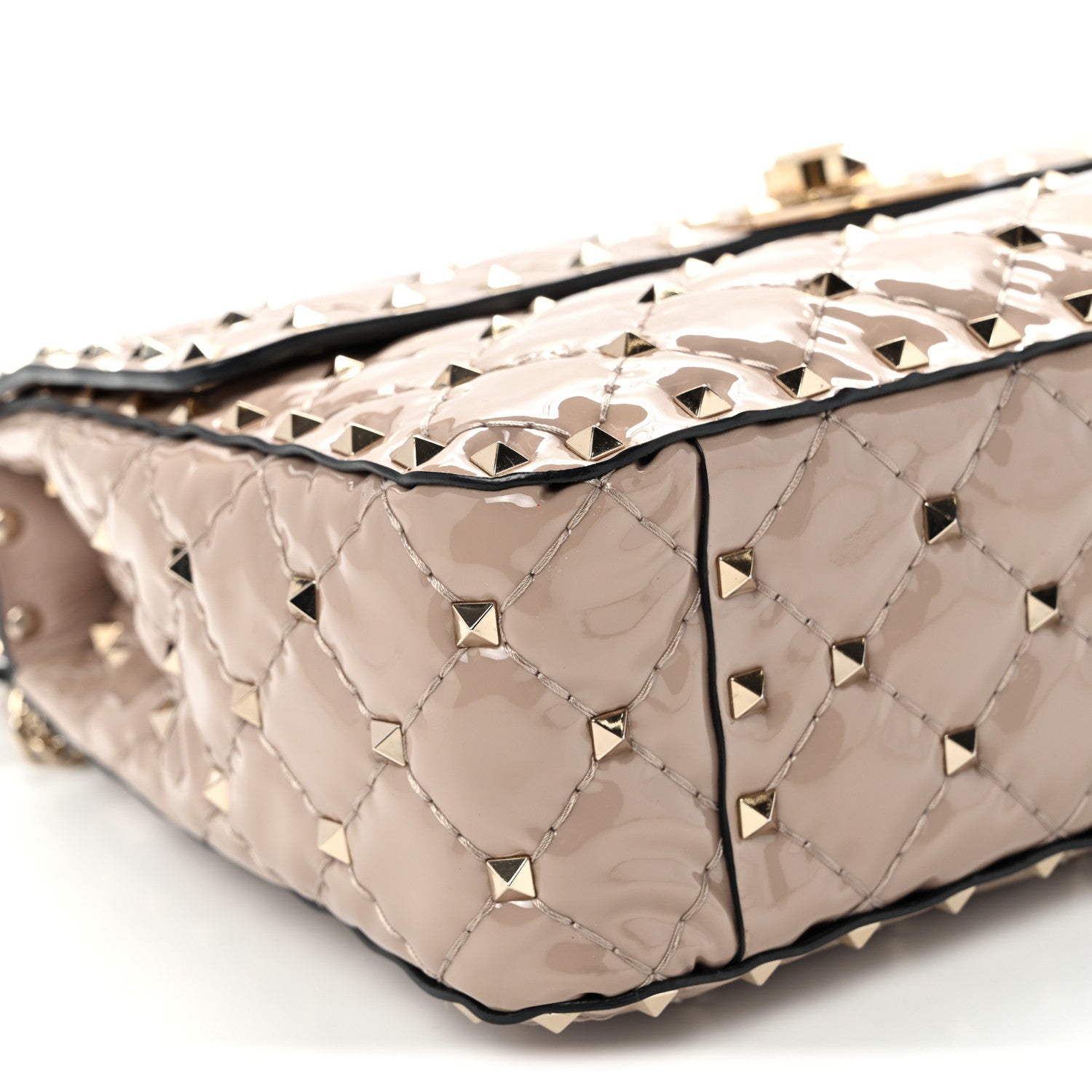 Valentino Garavani Patent Medium Rockstud Spike Shoulder Bag Poudre 8 of 10