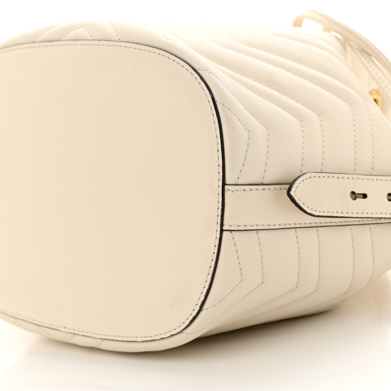 Gucci Calfskin Matelasse Sylvie Web GG Marmont Bucket Bag White 10 of 14