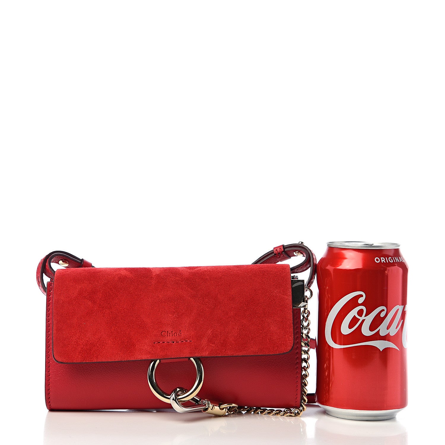 Chloe Suede Calfskin Mini Faye Shoulder Bag Tulip Red 10 of 10