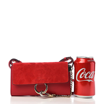 Chloe Suede Calfskin Mini Faye Shoulder Bag Tulip Red 10 of 10