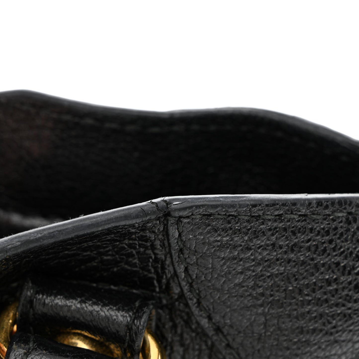 Chevre Gold Metallic Edge Hardware Mini City Black
