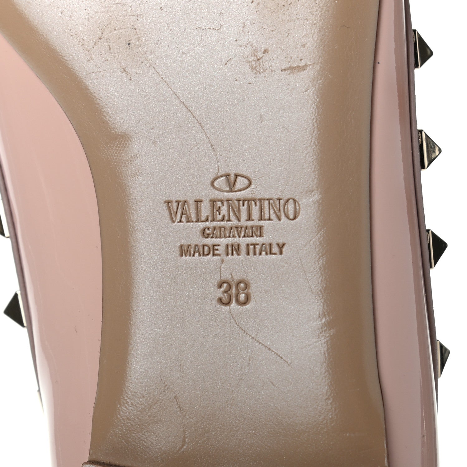 Valentino Garavani Patent Nappa Rockstud Ballerina Flats 38 Camel Rose Poudre 6 of 11