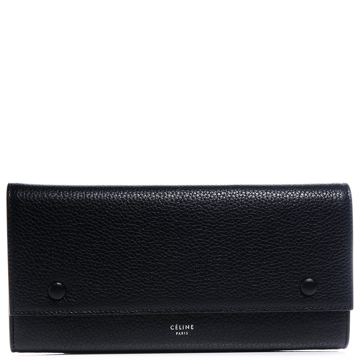 Celine Leather Continental Bi-Color Wallet Black Yellow 1 of 9