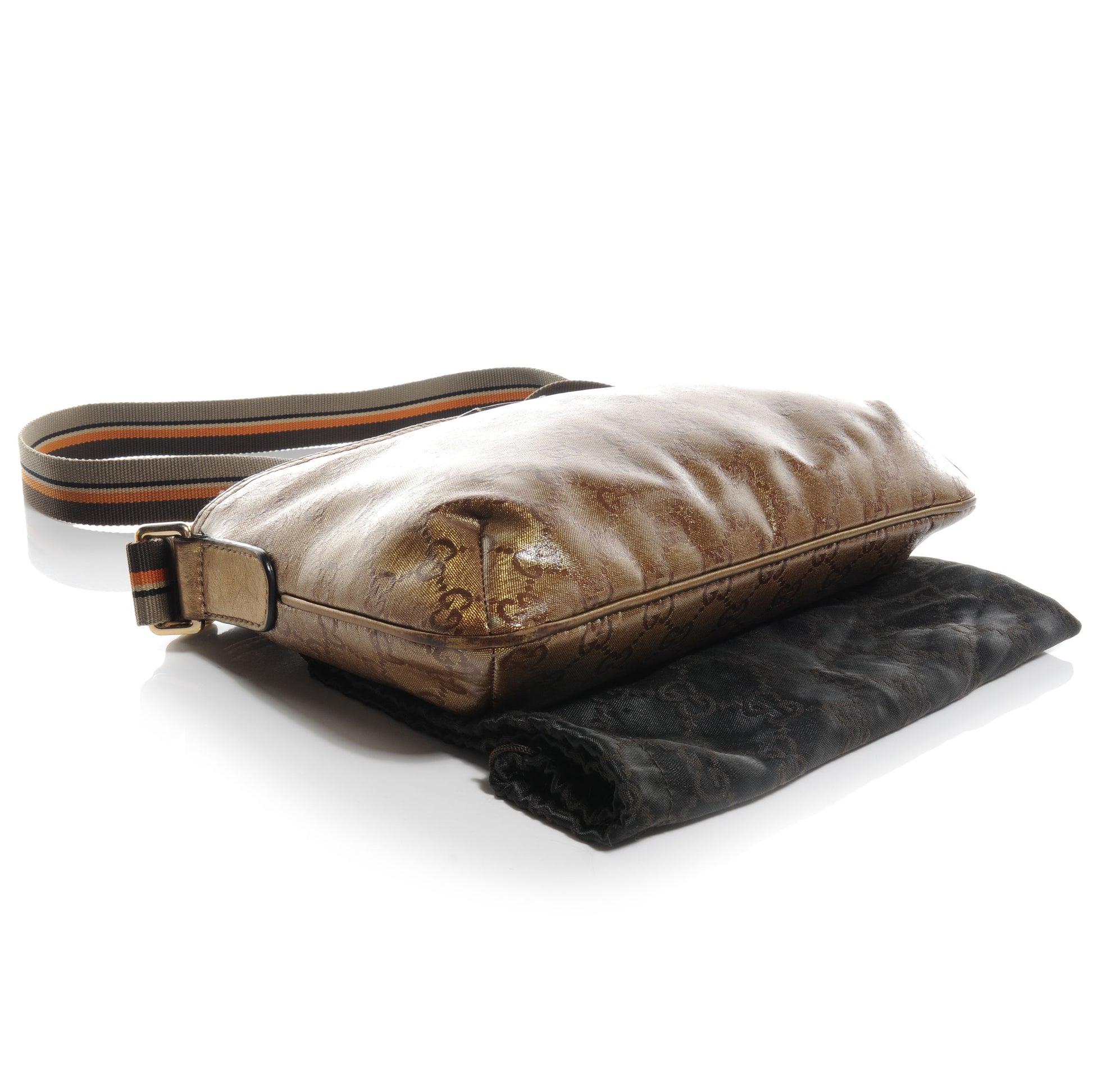 Gucci Crystal Monogram Small Joy Flat Messenger Crossbody Bronze 4 of 8