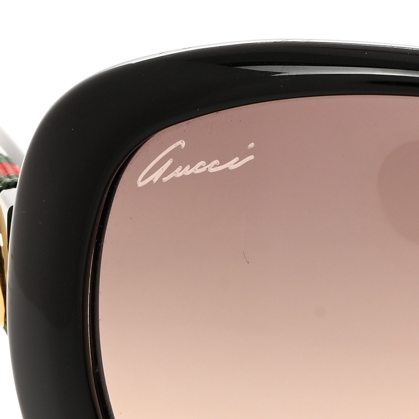 Acetate Oversized Round Frame Web Sunglasses GG3644S Black