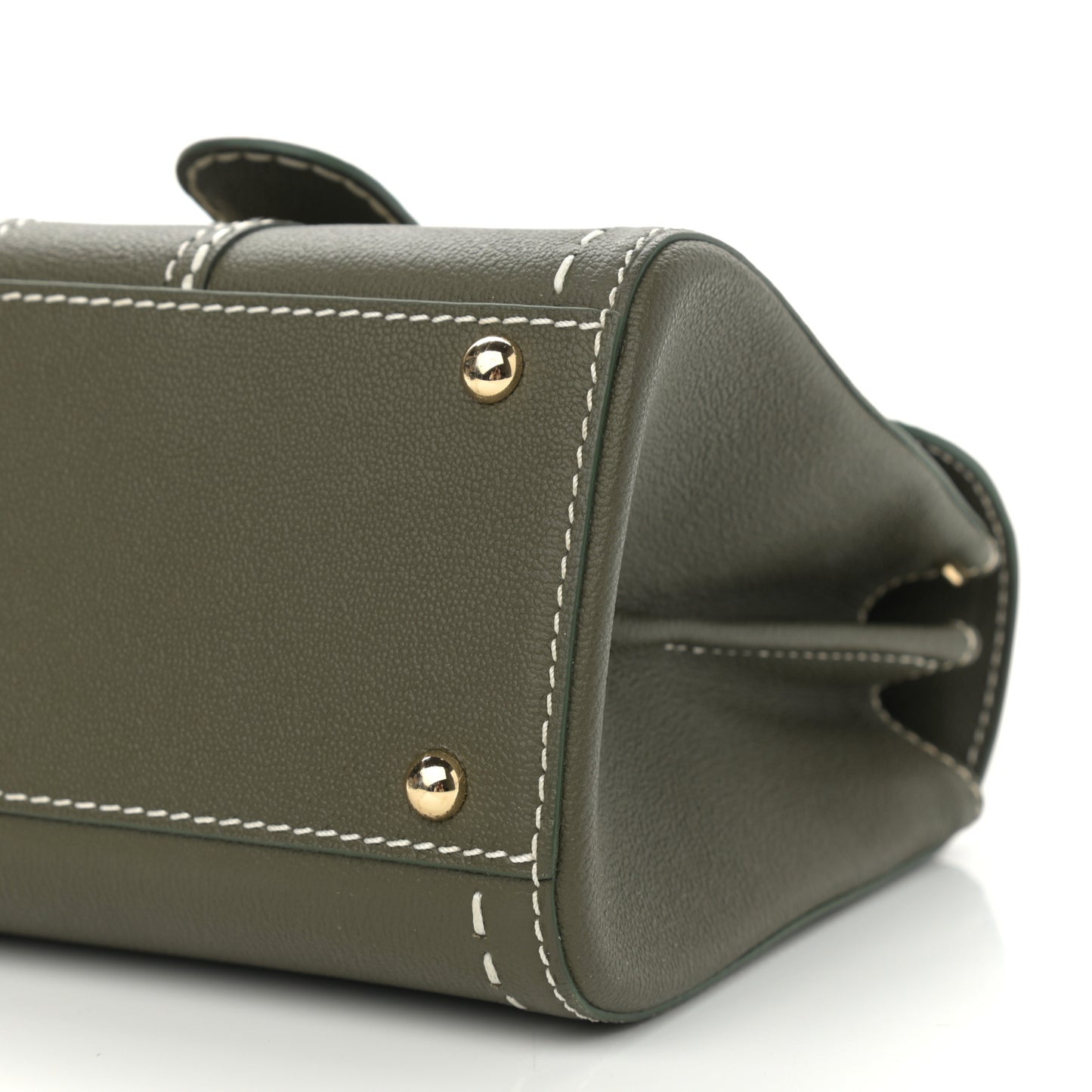 Grained Rodeo Calfskin Surpique Mini Brillant Satchel Kaki Ivory