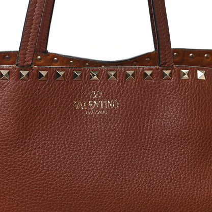 Valentino Garavani Grained Calfskin Rockstud Shoulder Tote Bright Cognac 7 of 12