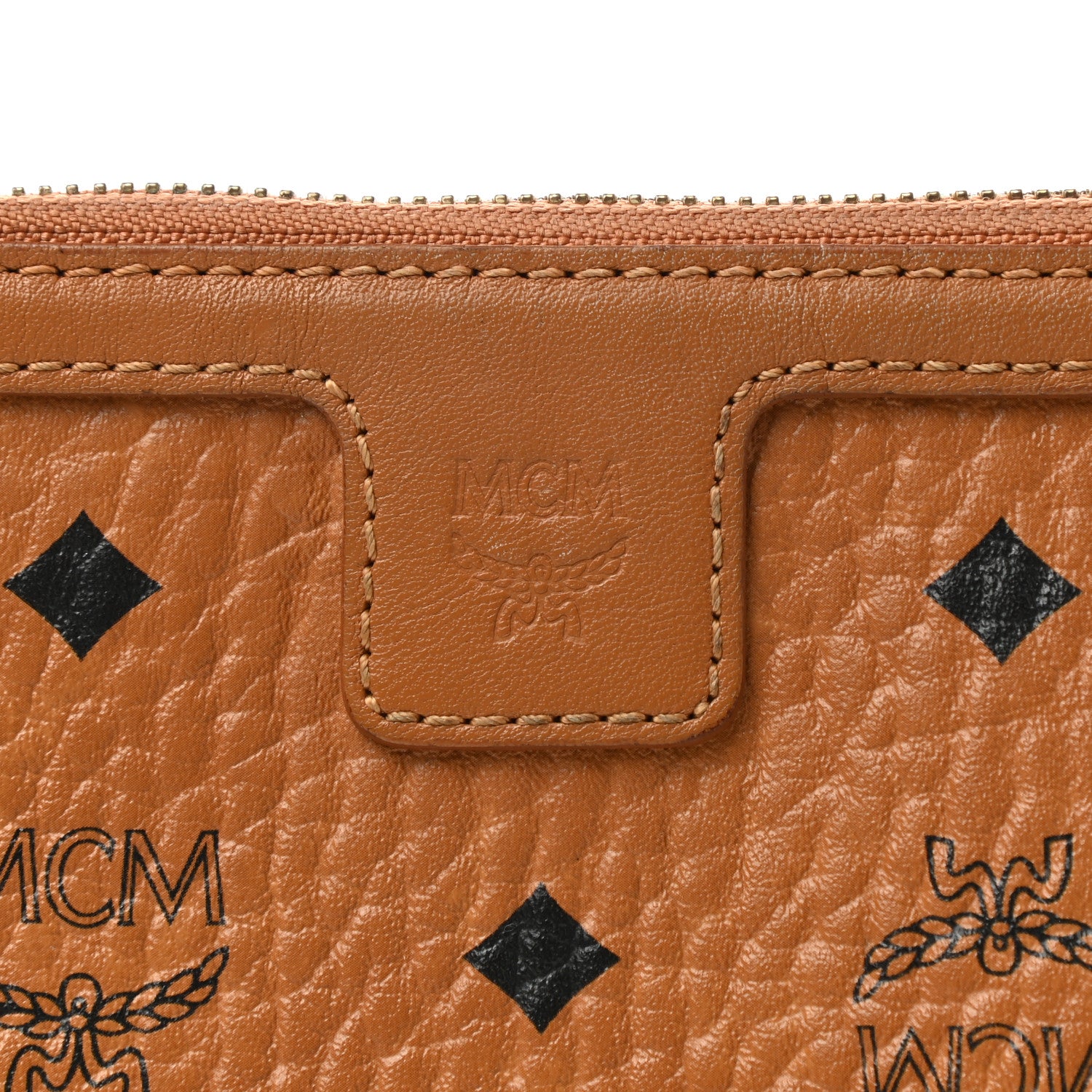 MCM Visetos Medium Stark Wristlet Pouch Cognac 6 of 10