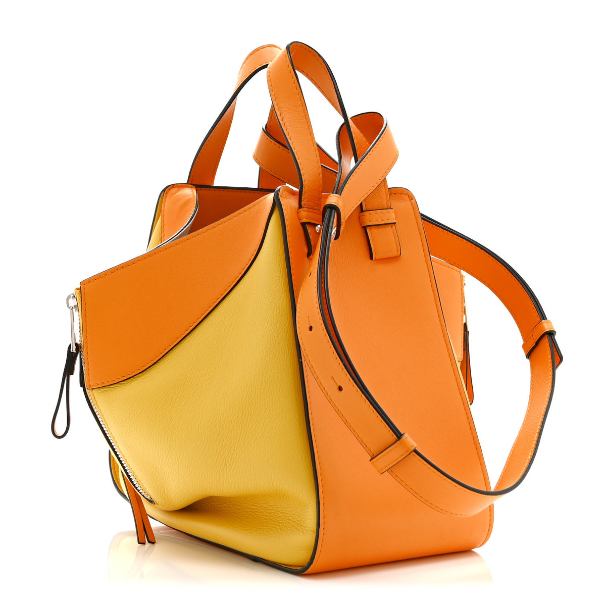Calfskin Small Hammock Shoulder Bag Mandarin Yellow