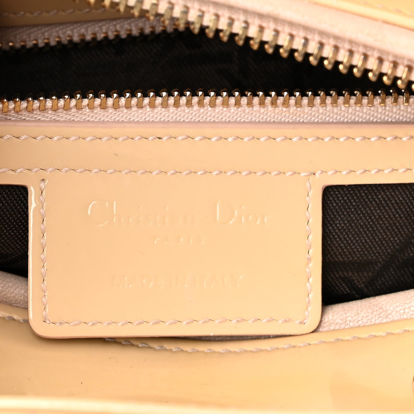 Patent Cannage Medium Lady Dior Beige