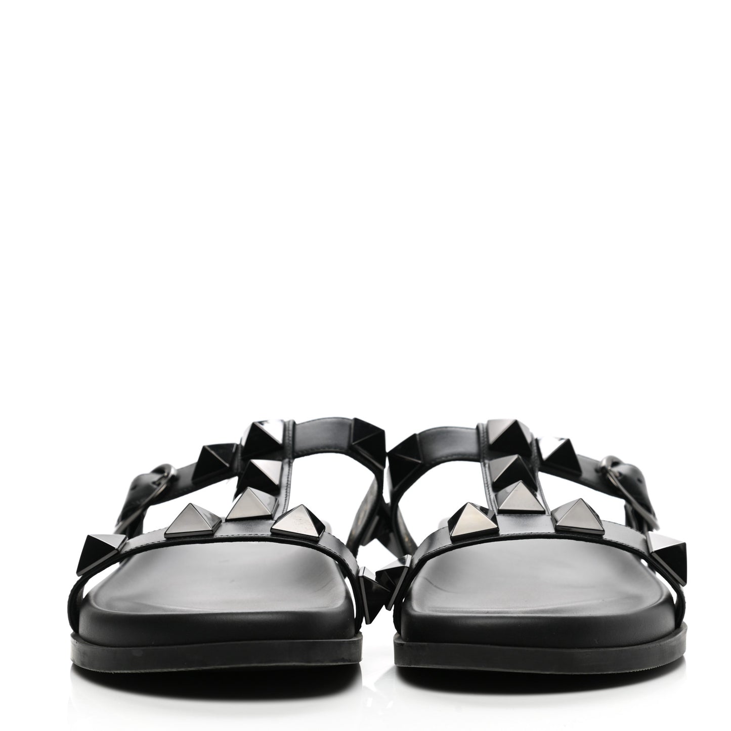 Calfskin Roman Stud Slide Sandals 39.5 Black