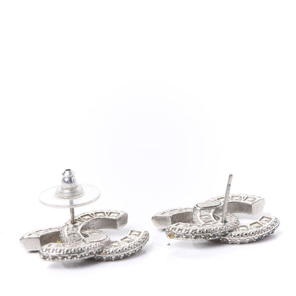 Chanel Baguette Crystal CC Earrings Silver Black 3 of 8