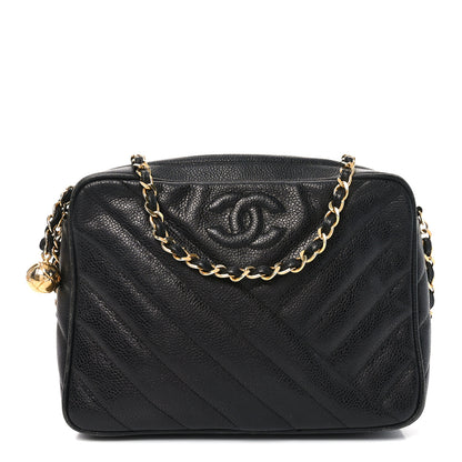 Chanel Caviar Chevron Quilted Camera Case Black 1 of 10