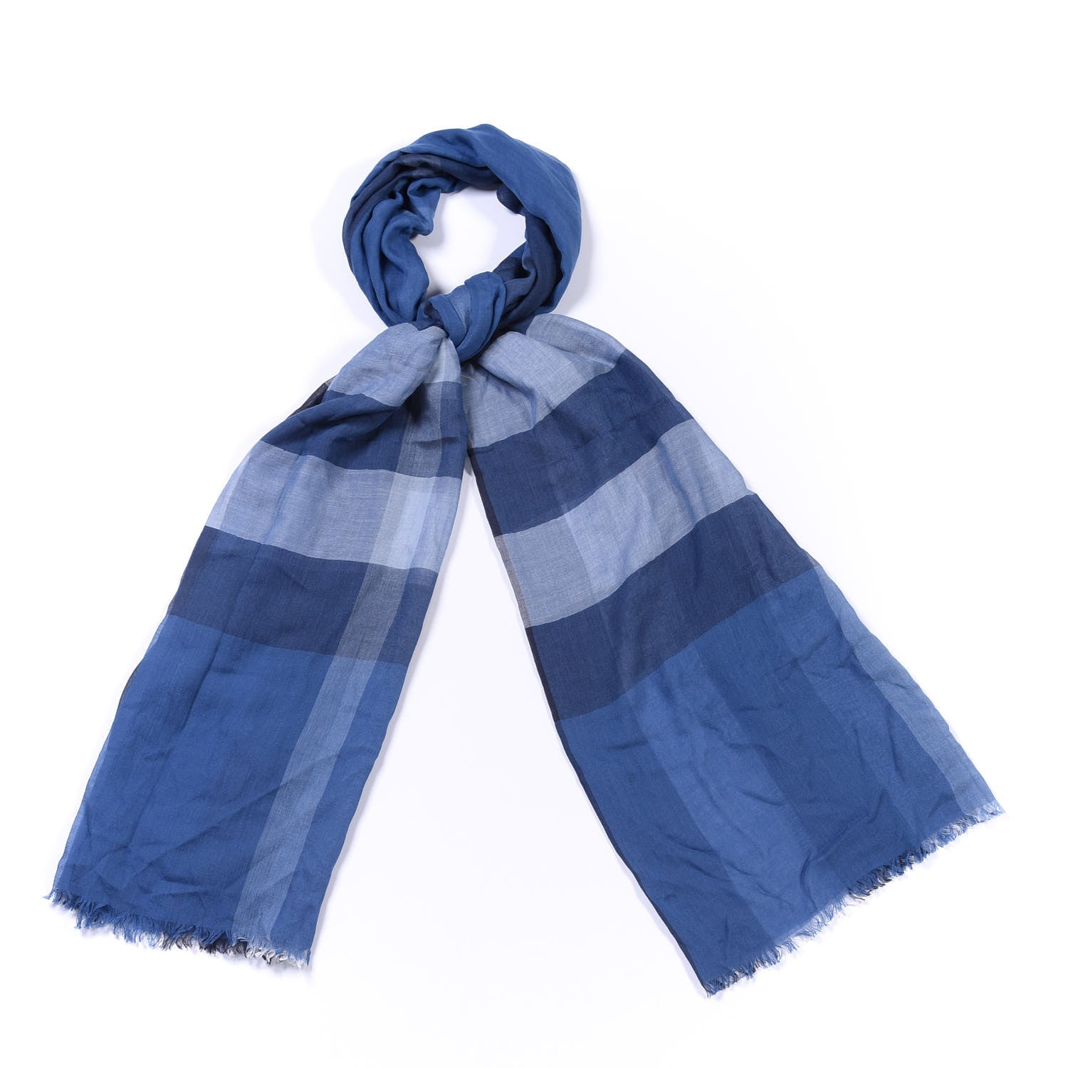 Burberry Modal Silk Cashmere Sheer Mega Check Scarf Indigo Blue 4 of 4