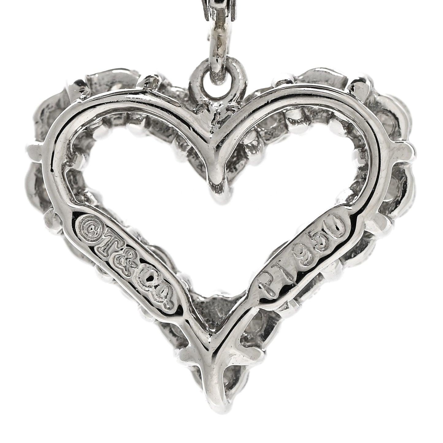 Platinum Diamond Heart Drop Earrings